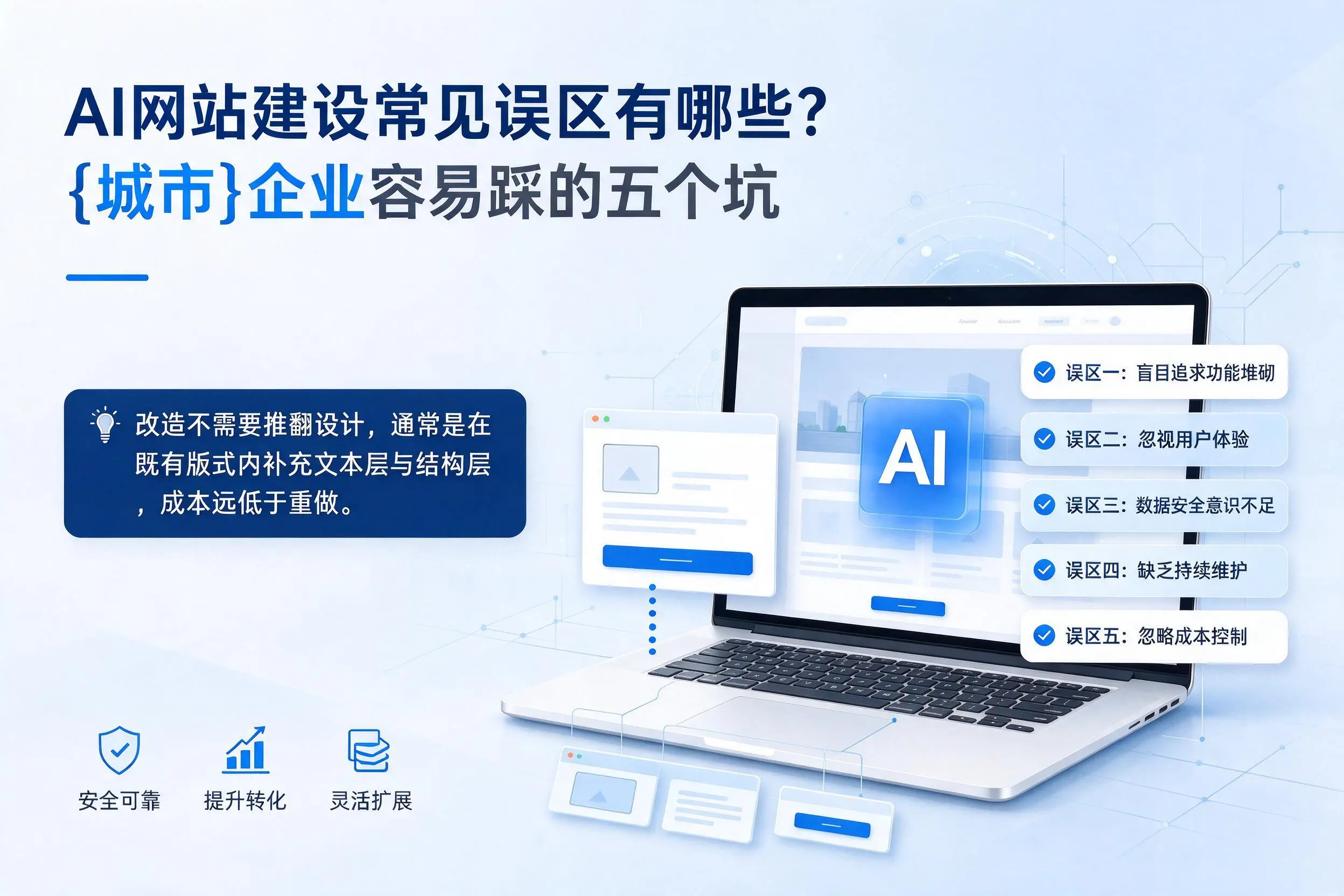 AI网站建设常见误区有哪些?十堰企业容易踩的五个坑