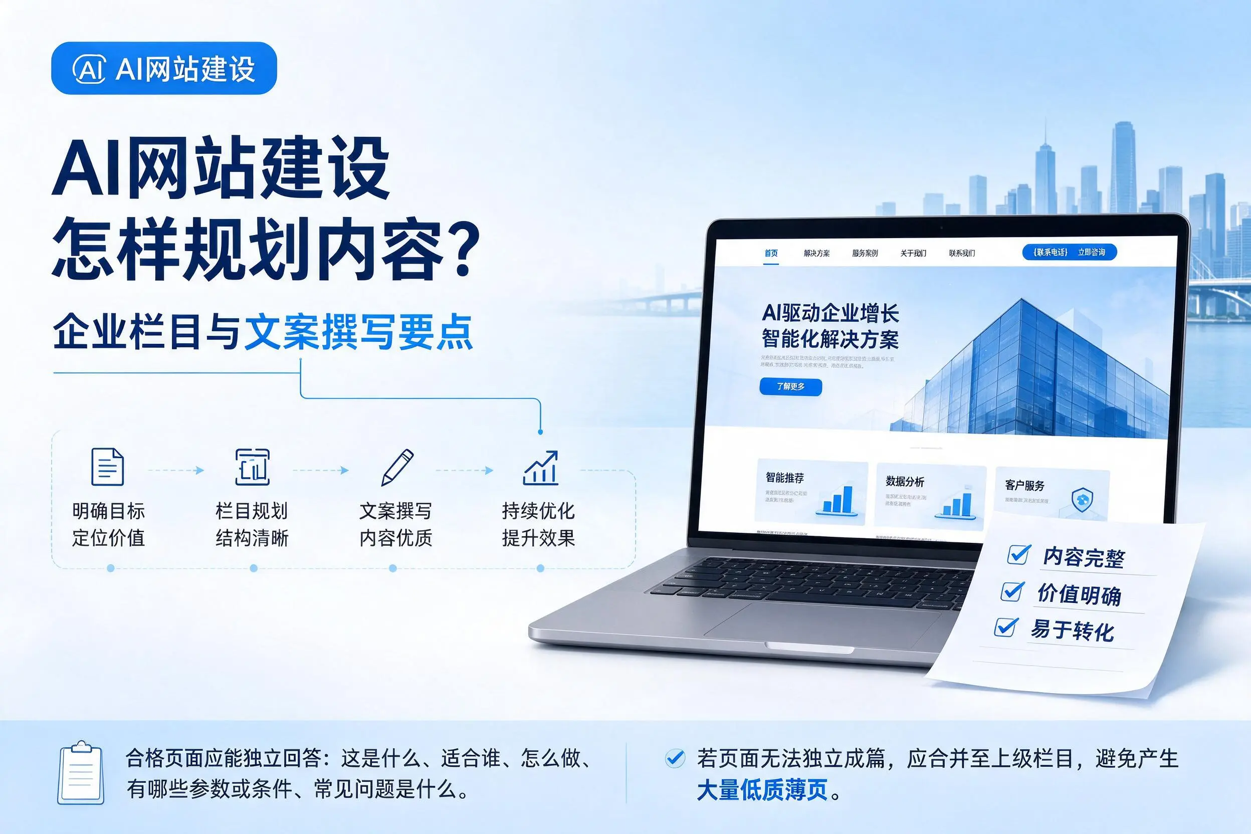 AI网站建设怎样规划内容？十堰企业栏目与文案撰写要点